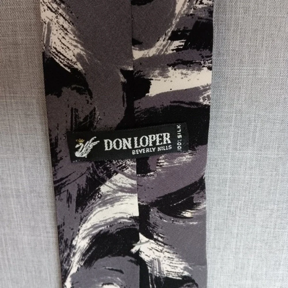 Vintage Don Loper Beverly Hills Silk Tie Lot 2 Abstract Art‎ Deco 80s Brutalist